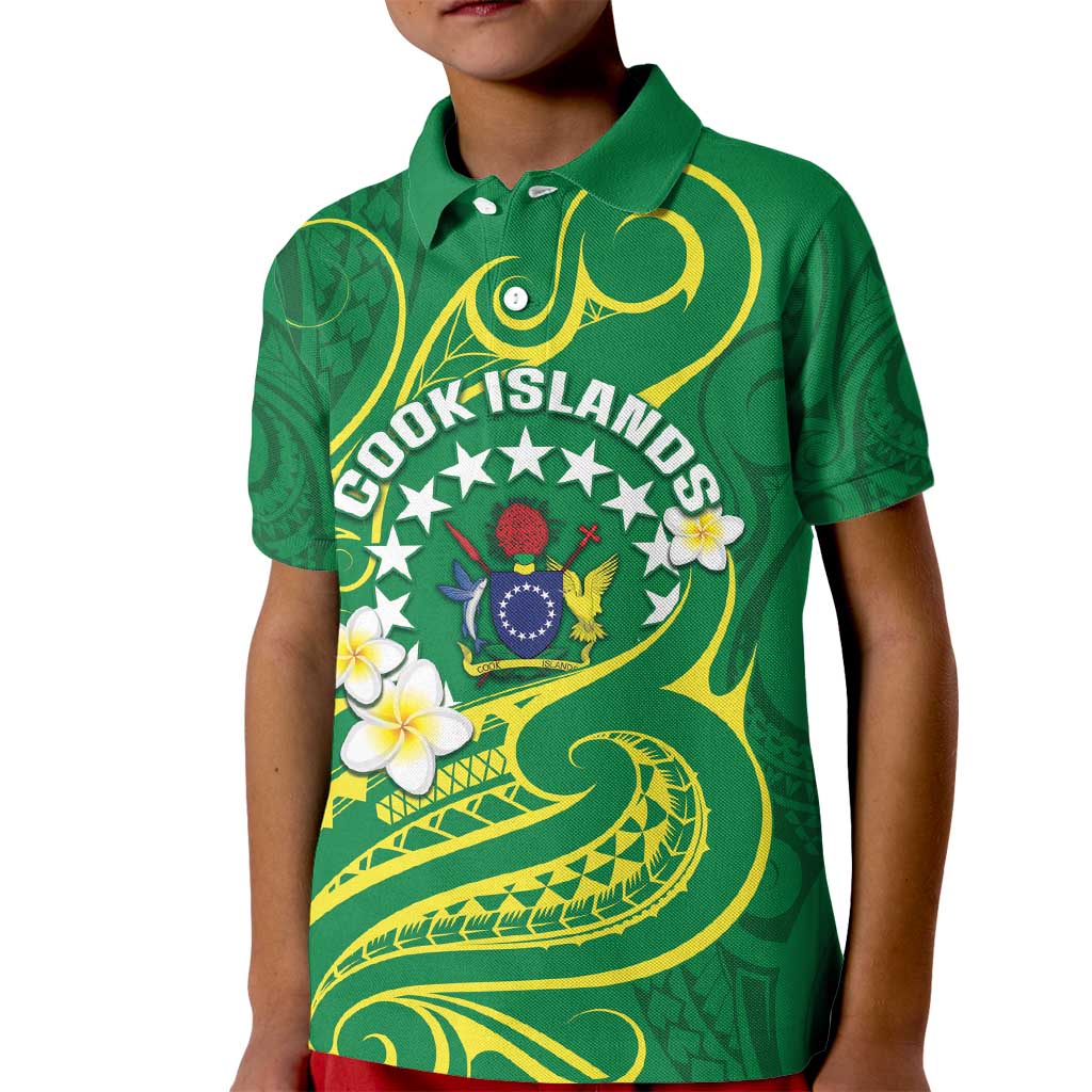 Cook Islands Happy Constitution Day Kid Polo Shirt Pattern Tribal Art LT05 Kid Green - Polynesian Pride