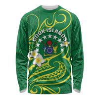 Cook Islands Happy Constitution Day Long Sleeve Shirt Pattern Tribal Art LT05 Unisex Green - Polynesian Pride
