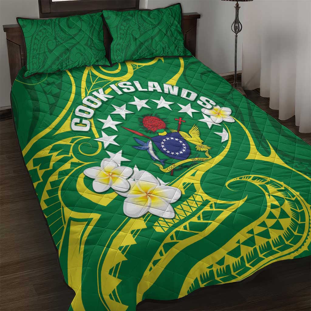 Cook Islands Happy Constitution Day Quilt Bed Set Pattern Tribal Art LT05 Green - Polynesian Pride