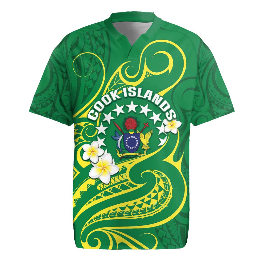 Cook Islands Happy Constitution Day Rugby Jersey Pattern Tribal Art LT05 Green - Polynesian Pride