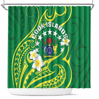Cook Islands Happy Constitution Day Shower Curtain Pattern Tribal Art LT05 Green - Polynesian Pride
