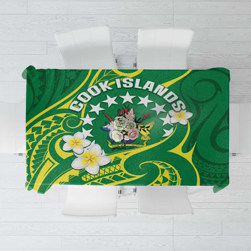 Cook Islands Happy Constitution Day Tablecloth Pattern Tribal Art LT05 Green - Polynesian Pride