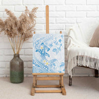 Polynesia Hammerhead Shark Canvas Wall Art Tropical Flowers Tribal Pattern Blue LT05 - Polynesian Pride