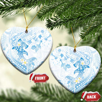 Polynesia Hammerhead Shark Ceramic Ornament Tropical Flowers Tribal Pattern Blue LT05 Heart Blue - Polynesian Pride