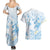 Polynesia Hammerhead Shark Couples Matching Summer Maxi Dress and Hawaiian Shirt Tropical Flowers Tribal Pattern Blue