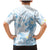 Polynesia Hammerhead Shark Family Matching Mermaid Dress and Hawaiian Shirt Tropical Flowers Tribal Pattern Blue