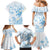 Polynesia Hammerhead Shark Family Matching Mermaid Dress and Hawaiian Shirt Tropical Flowers Tribal Pattern Blue