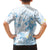 Polynesia Hammerhead Shark Family Matching Tank Maxi Dress and Hawaiian Shirt Tropical Flowers Tribal Pattern Blue