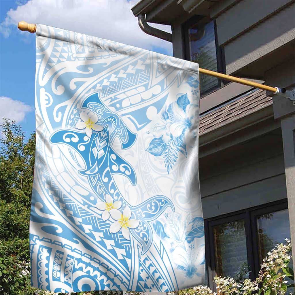 Polynesia Hammerhead Shark Garden Flag Tropical Flowers Tribal Pattern Blue LT05 - Polynesian Pride
