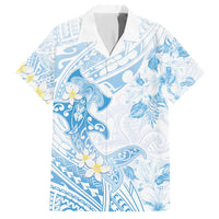 Polynesia Hammerhead Shark Hawaiian Shirt Tropical Flowers Tribal Pattern Blue LT05 Blue - Polynesian Pride
