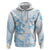 Polynesia Hammerhead Shark Hoodie Tropical Flowers Tribal Pattern Blue