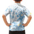 Polynesia Hammerhead Shark Kid Hawaiian Shirt Tropical Flowers Tribal Pattern Blue