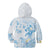 Polynesia Hammerhead Shark Kid Hoodie Tropical Flowers Tribal Pattern Blue