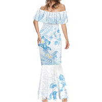Polynesia Hammerhead Shark Mermaid Dress Tropical Flowers Tribal Pattern Blue LT05 - Polynesian Pride