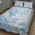 Polynesia Hammerhead Shark Quilt Bed Set Tropical Flowers Tribal Pattern Blue