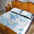 Polynesia Hammerhead Shark Quilt Bed Set Tropical Flowers Tribal Pattern Blue