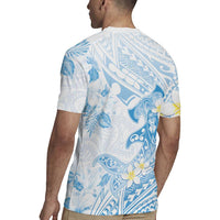 Polynesia Hammerhead Shark Rugby Jersey Tropical Flowers Tribal Pattern Blue LT05 - Polynesian Pride