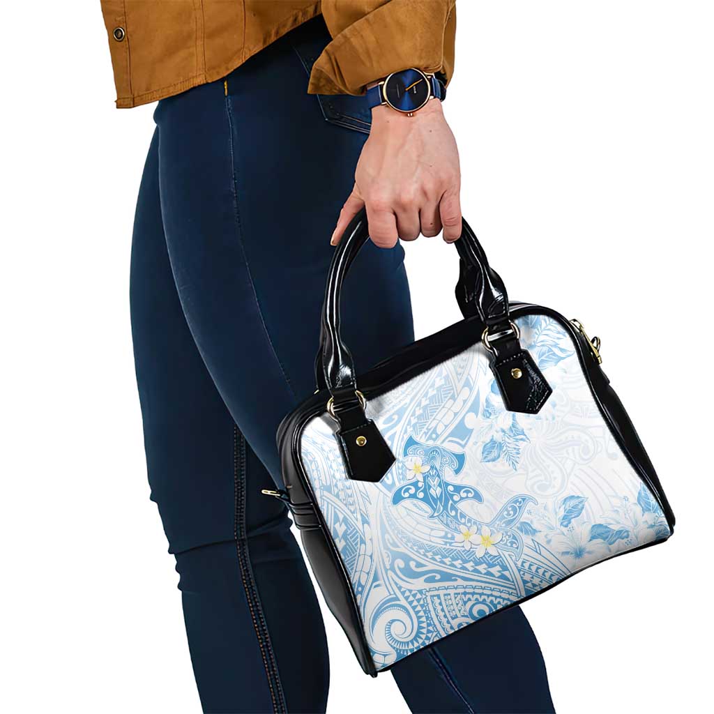 Polynesia Hammerhead Shark Shoulder Handbag Tropical Flowers Tribal Pattern Blue LT05 - Polynesian Pride