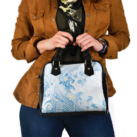 Polynesia Hammerhead Shark Shoulder Handbag Tropical Flowers Tribal Pattern Blue LT05 - Polynesian Pride