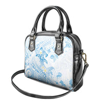 Polynesia Hammerhead Shark Shoulder Handbag Tropical Flowers Tribal Pattern Blue LT05 - Polynesian Pride