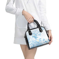 Polynesia Hammerhead Shark Shoulder Handbag Tropical Flowers Tribal Pattern Blue LT05 - Polynesian Pride