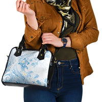 Polynesia Hammerhead Shark Shoulder Handbag Tropical Flowers Tribal Pattern Blue LT05 - Polynesian Pride