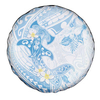 Polynesia Hammerhead Shark Spare Tire Cover Tropical Flowers Tribal Pattern Blue LT05 - Polynesian Pride
