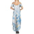 Polynesia Hammerhead Shark Summer Maxi Dress Tropical Flowers Tribal Pattern Blue