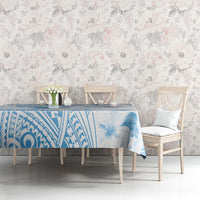 Polynesia Hammerhead Shark Tablecloth Tropical Flowers Tribal Pattern Blue LT05 - Polynesian Pride