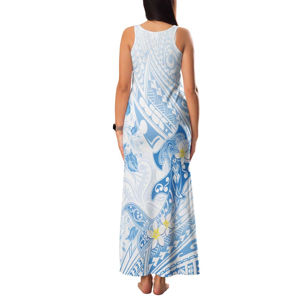 Polynesia Hammerhead Shark Tank Maxi Dress Tropical Flowers Tribal Pattern Blue LT05 - Polynesian Pride