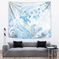 Polynesia Hammerhead Shark Tapestry Tropical Flowers Tribal Pattern Blue LT05 Blue - Polynesian Pride