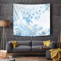 Polynesia Hammerhead Shark Tapestry Tropical Flowers Tribal Pattern Blue LT05 - Polynesian Pride