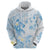 Polynesia Hammerhead Shark Zip Hoodie Tropical Flowers Tribal Pattern Blue