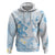 Polynesia Hammerhead Shark Zip Hoodie Tropical Flowers Tribal Pattern Blue