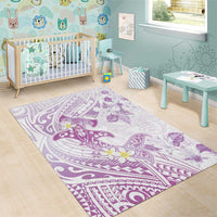 Polynesia Hammerhead Shark Area Rug Tropical Flowers Tribal Pattern Lavender LT05 - Polynesian Pride