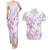 Polynesia Hammerhead Shark Couples Matching Tank Maxi Dress and Hawaiian Shirt Tropical Flowers Tribal Pattern Lavender