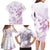 Polynesia Hammerhead Shark Family Matching Long Sleeve Bodycon Dress and Hawaiian Shirt Tropical Flowers Tribal Pattern Lavender