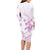 Polynesia Hammerhead Shark Family Matching Long Sleeve Bodycon Dress and Hawaiian Shirt Tropical Flowers Tribal Pattern Lavender