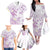 Polynesia Hammerhead Shark Family Matching Off The Shoulder Long Sleeve Dress and Hawaiian Shirt Tropical Flowers Tribal Pattern Lavender