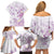 Polynesia Hammerhead Shark Family Matching Off Shoulder Short Dress and Hawaiian Shirt Tropical Flowers Tribal Pattern Lavender