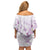 Polynesia Hammerhead Shark Family Matching Off Shoulder Short Dress and Hawaiian Shirt Tropical Flowers Tribal Pattern Lavender