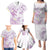 Polynesia Hammerhead Shark Family Matching Puletasi and Hawaiian Shirt Tropical Flowers Tribal Pattern Lavender