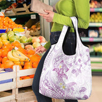 Polynesia Hammerhead Shark Grocery Bag Tropical Flowers Tribal Pattern Lavender LT05 - Polynesian Pride