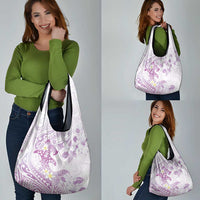 Polynesia Hammerhead Shark Grocery Bag Tropical Flowers Tribal Pattern Lavender LT05 - Polynesian Pride
