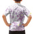 Polynesia Hammerhead Shark Kid Hawaiian Shirt Tropical Flowers Tribal Pattern Lavender