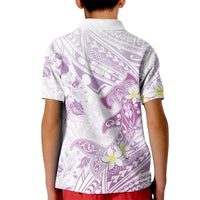 Polynesia Hammerhead Shark Kid Polo Shirt Tropical Flowers Tribal Pattern Lavender LT05 - Polynesian Pride