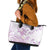 Polynesia Hammerhead Shark Leather Tote Bag Tropical Flowers Tribal Pattern Lavender