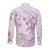 Polynesia Hammerhead Shark Long Sleeve Button Shirt Tropical Flowers Tribal Pattern Lavender