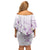 Polynesia Hammerhead Shark Off Shoulder Short Dress Tropical Flowers Tribal Pattern Lavender