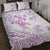 Polynesia Hammerhead Shark Quilt Bed Set Tropical Flowers Tribal Pattern Lavender